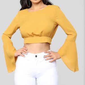 Open Back Bell Sleeve Crop Top